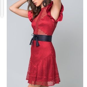 Bebe Open Mesh Red Dress